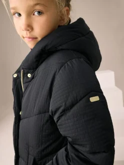 Next Black Shower Resistant Longline Padded Coat (3-16yrs)^ Jackets & Coats|Snowsuits & Coats