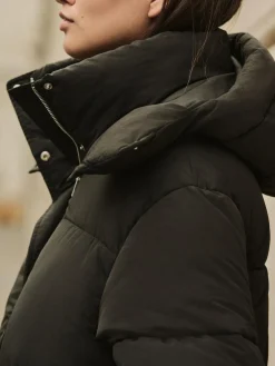 New Next Shower Resistant Longline Padded Coat Black