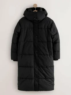 New Next Shower Resistant Longline Padded Coat Black