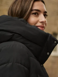 Sale Next Black Shower Resistant Padded Hooded Longline Coat