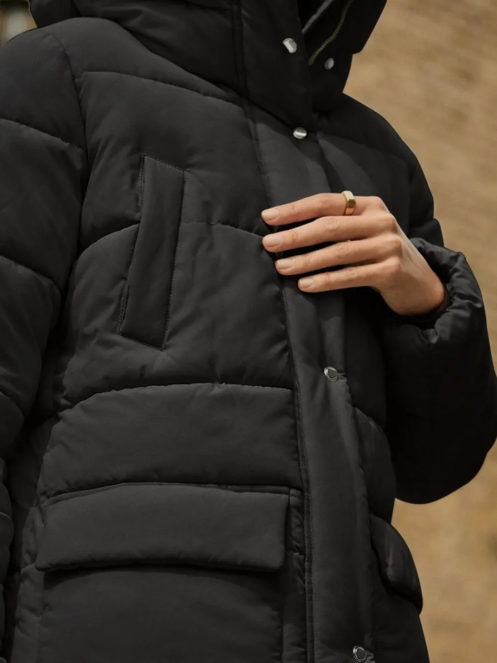 Sale Next Black Shower Resistant Padded Hooded Longline Coat