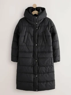 Sale Next Black Shower Resistant Padded Hooded Longline Coat