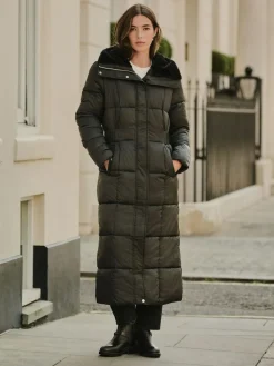 Sale Next Shower Resistant Padded Longline Coat Black