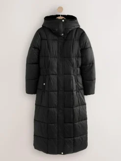 Sale Next Shower Resistant Padded Longline Coat Black