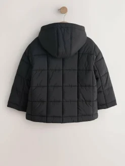 Hot Next Shower Resistant Square Quilted Coat (3-16yrs) Black