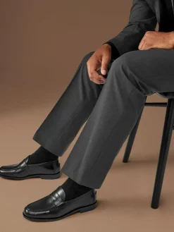 Clearance Next Black Signature Italian Leather Penny Loafers