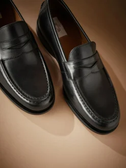 Clearance Next Black Signature Italian Leather Penny Loafers