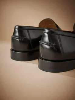 Clearance Next Black Signature Italian Leather Penny Loafers