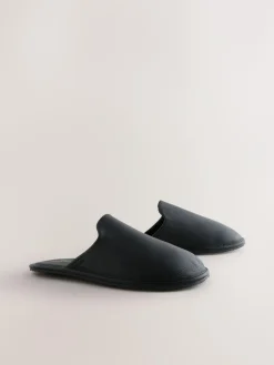 Next Black Signature Leather Mule Slippers^ Slippers|Slippers