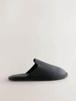 Next Black Signature Leather Mule Slippers^ Slippers|Slippers