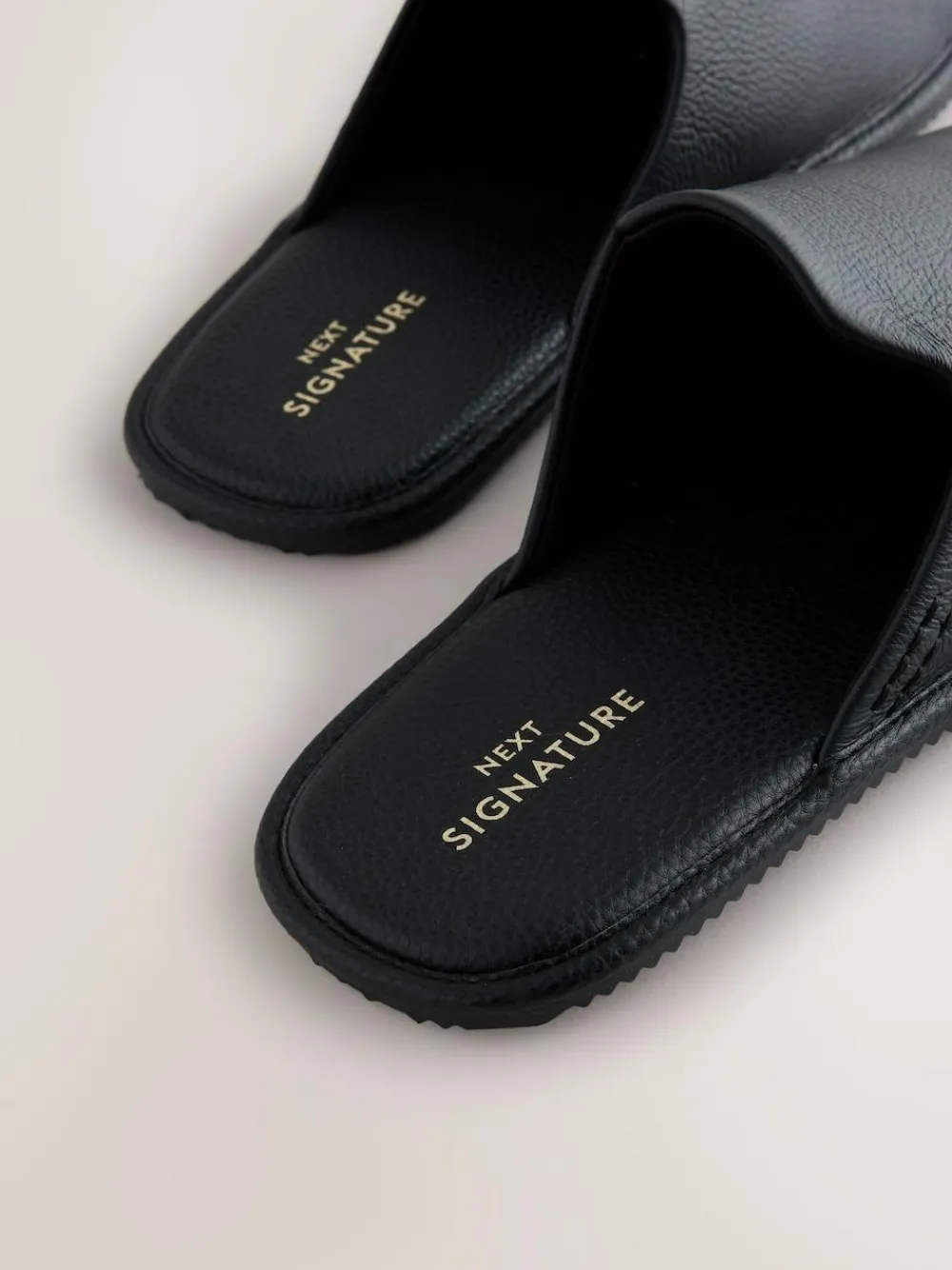 Next Black Signature Leather Mule Slippers^ Slippers|Slippers