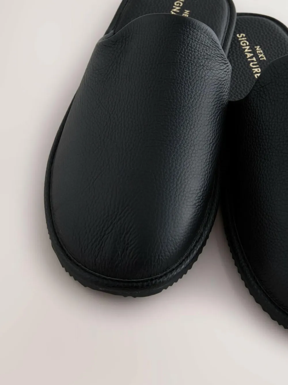 Next Black Signature Leather Mule Slippers^ Slippers|Slippers