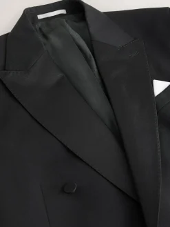 Discount Next Black Signature Nova Fides 100% Italian Wool Double Breasted Tuxedo Suit Jacket