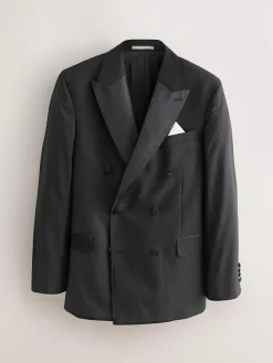 Discount Next Black Signature Nova Fides 100% Italian Wool Double Breasted Tuxedo Suit Jacket