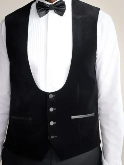 Next Black Signature Pontoglio Italian Velvet Waistcoat^ Coats & Jackets|Coats & Jackets