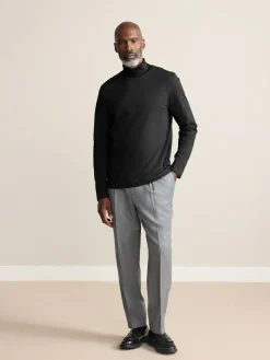 Next Signature SUPIMA® Cotton Long Sleeve Roll Neck T-Shirt Black