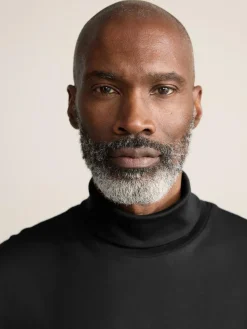 Next Signature SUPIMA® Cotton Long Sleeve Roll Neck T-Shirt Black