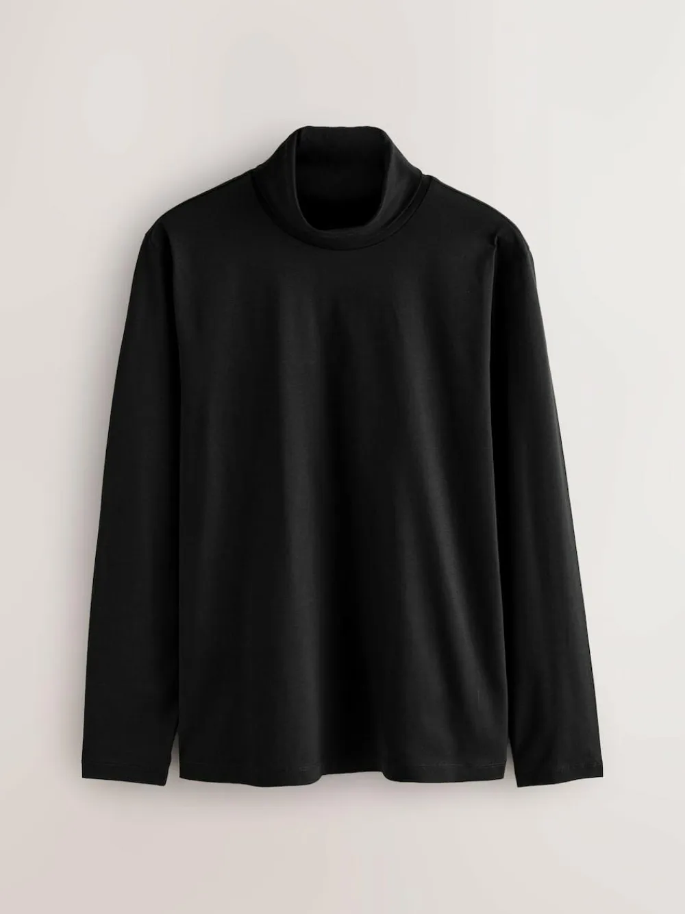 Next Signature SUPIMA® Cotton Long Sleeve Roll Neck T-Shirt Black