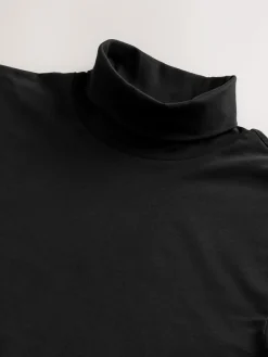 Next Signature SUPIMA® Cotton Long Sleeve Roll Neck T-Shirt Black