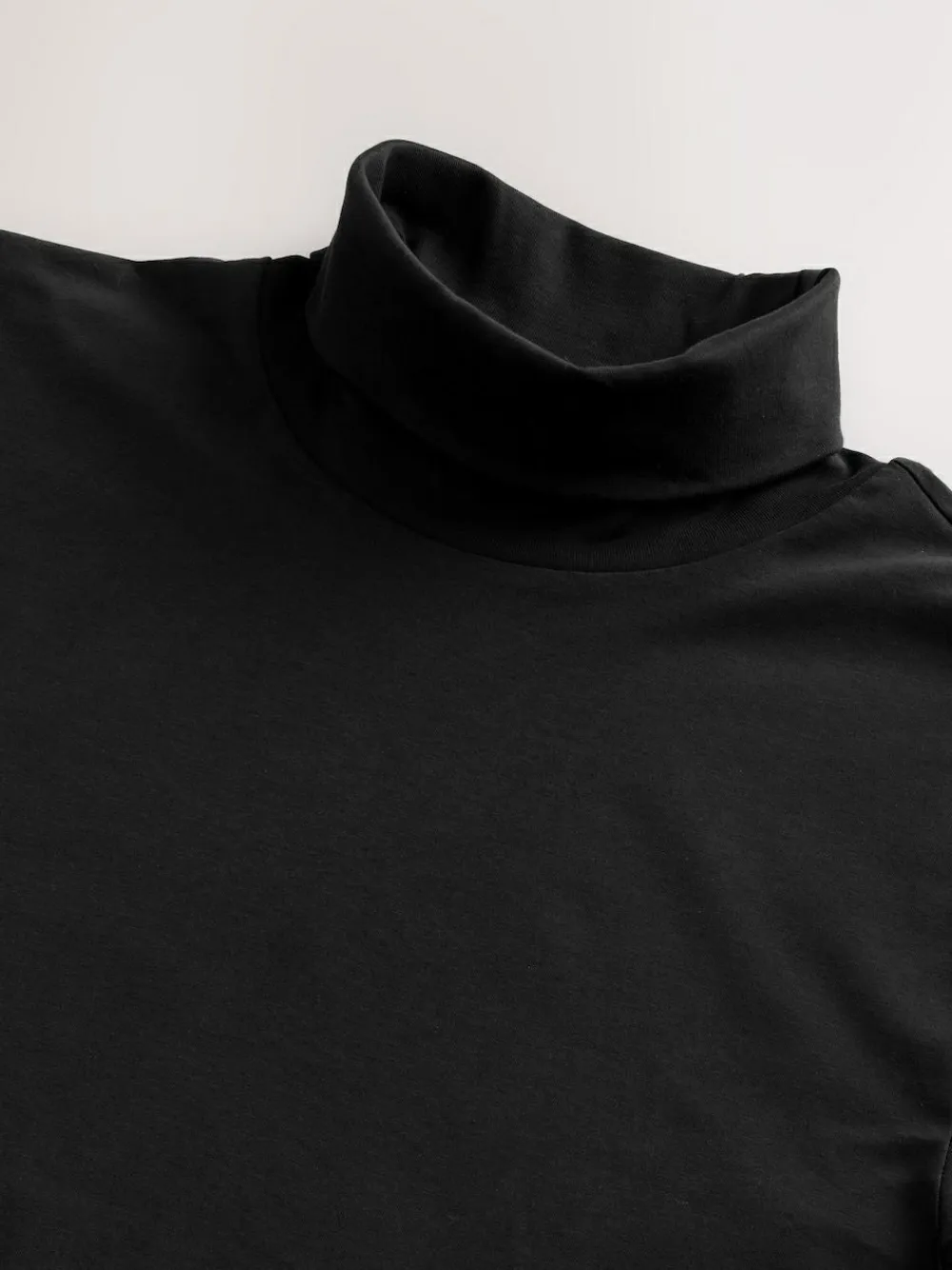 Next Signature SUPIMA® Cotton Long Sleeve Roll Neck T-Shirt Black