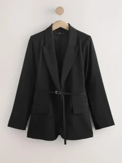 Next Black Single Breasted Skinny Belt Blazer^Women Blazers|Suits & Tailoring
