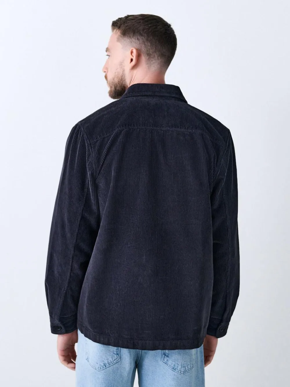 Online Next Single pocket Corduroy Shacket Overshirt Black