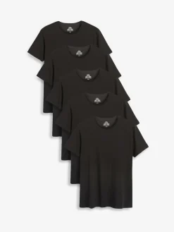 Sale Next Slim Fit 100% Cotton Layering T-Shirts 5 Pack Black