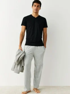 New Next Slim Fit 100% Cotton V-Neck Layering T-Shirts 5 Pack Black