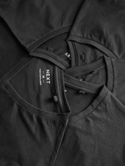 New Next Slim Fit 100% Cotton V-Neck Layering T-Shirts 5 Pack Black