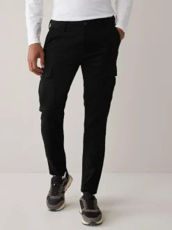 Outlet Next Black Slim Fit Cotton Stretch Cargo Trousers