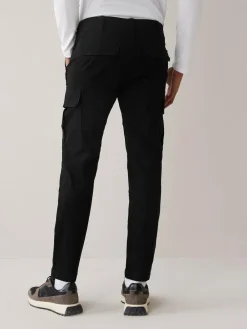 Outlet Next Black Slim Fit Cotton Stretch Cargo Trousers