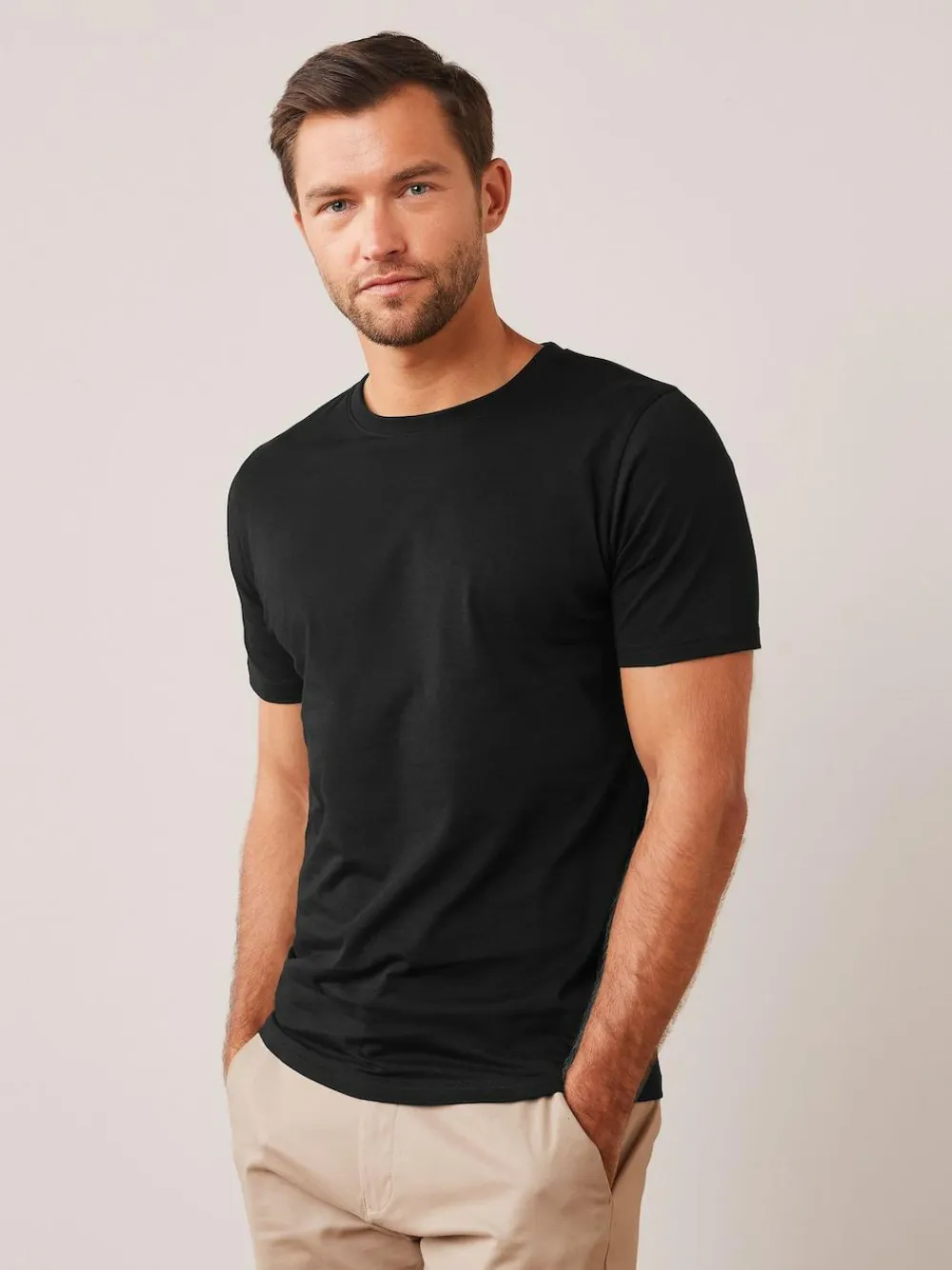 Next Black Slim Fit Essential Crew Neck Cotton T-Shirt^ Nightwear|Tops & T-Shirts