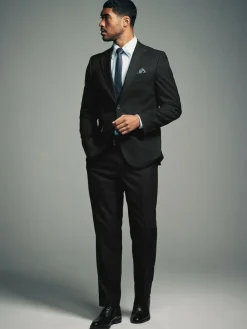 Next Slim Fit Flannel Suit Jacket^ Black Suits|Suits & Tuxedos