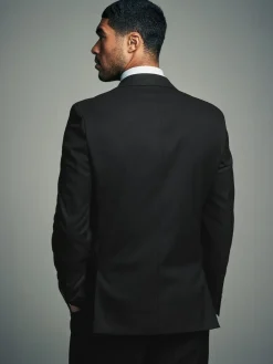 Next Slim Fit Flannel Suit Jacket^ Black Suits|Suits & Tuxedos