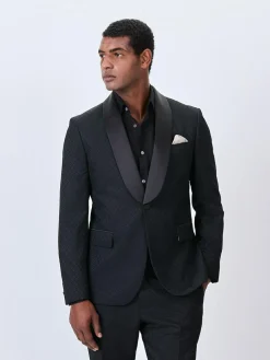 Sale Next Slim Fit Jacquard Tuxedo Suit Jacket Black