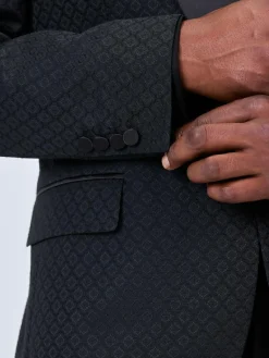 Sale Next Slim Fit Jacquard Tuxedo Suit Jacket Black