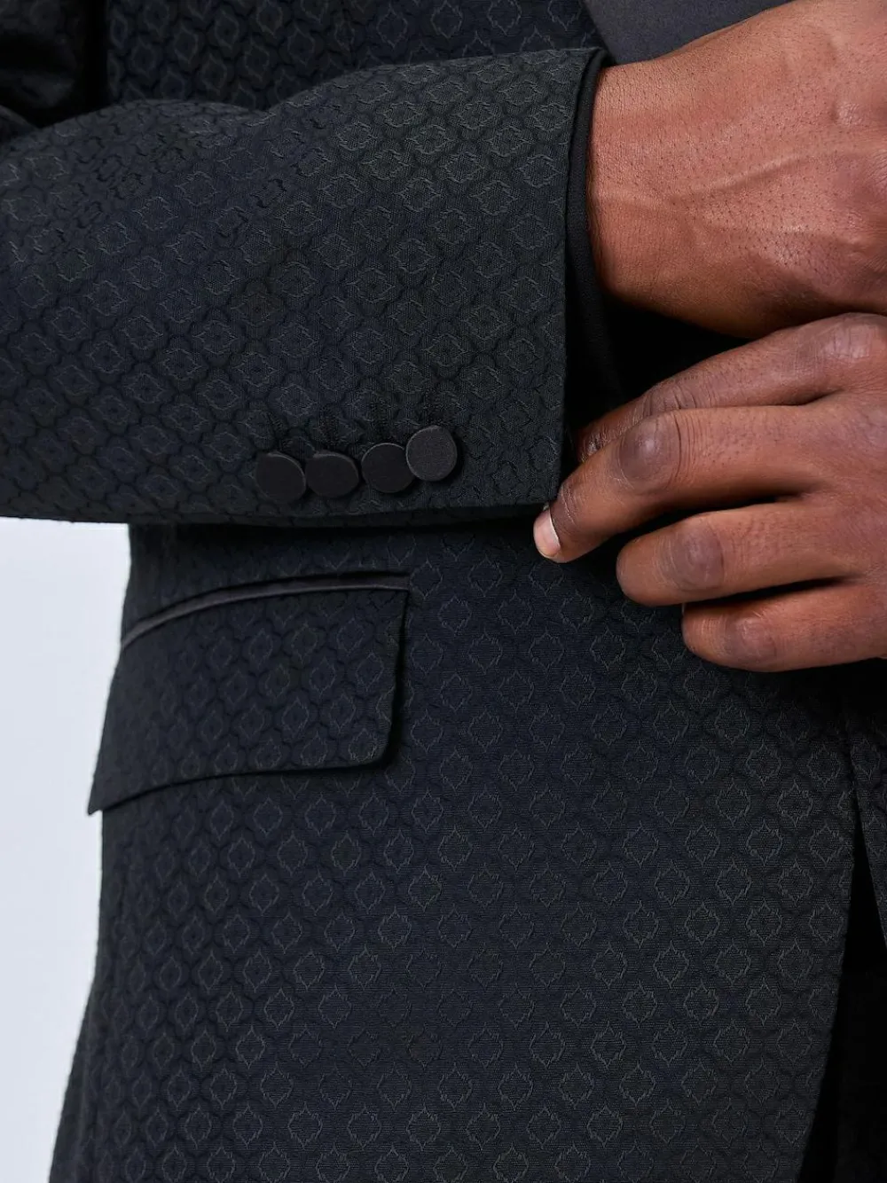 Sale Next Slim Fit Jacquard Tuxedo Suit Jacket Black
