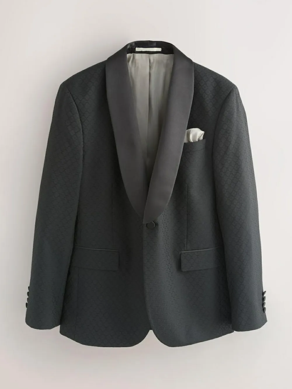 Sale Next Slim Fit Jacquard Tuxedo Suit Jacket Black