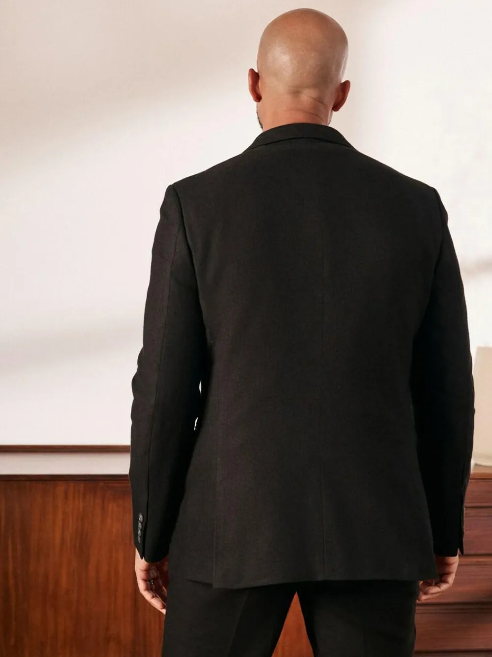 Discount Next Black Slim Fit Linen-Blend Suit Jacket