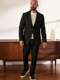 Discount Next Black Slim Fit Linen-Blend Suit Jacket
