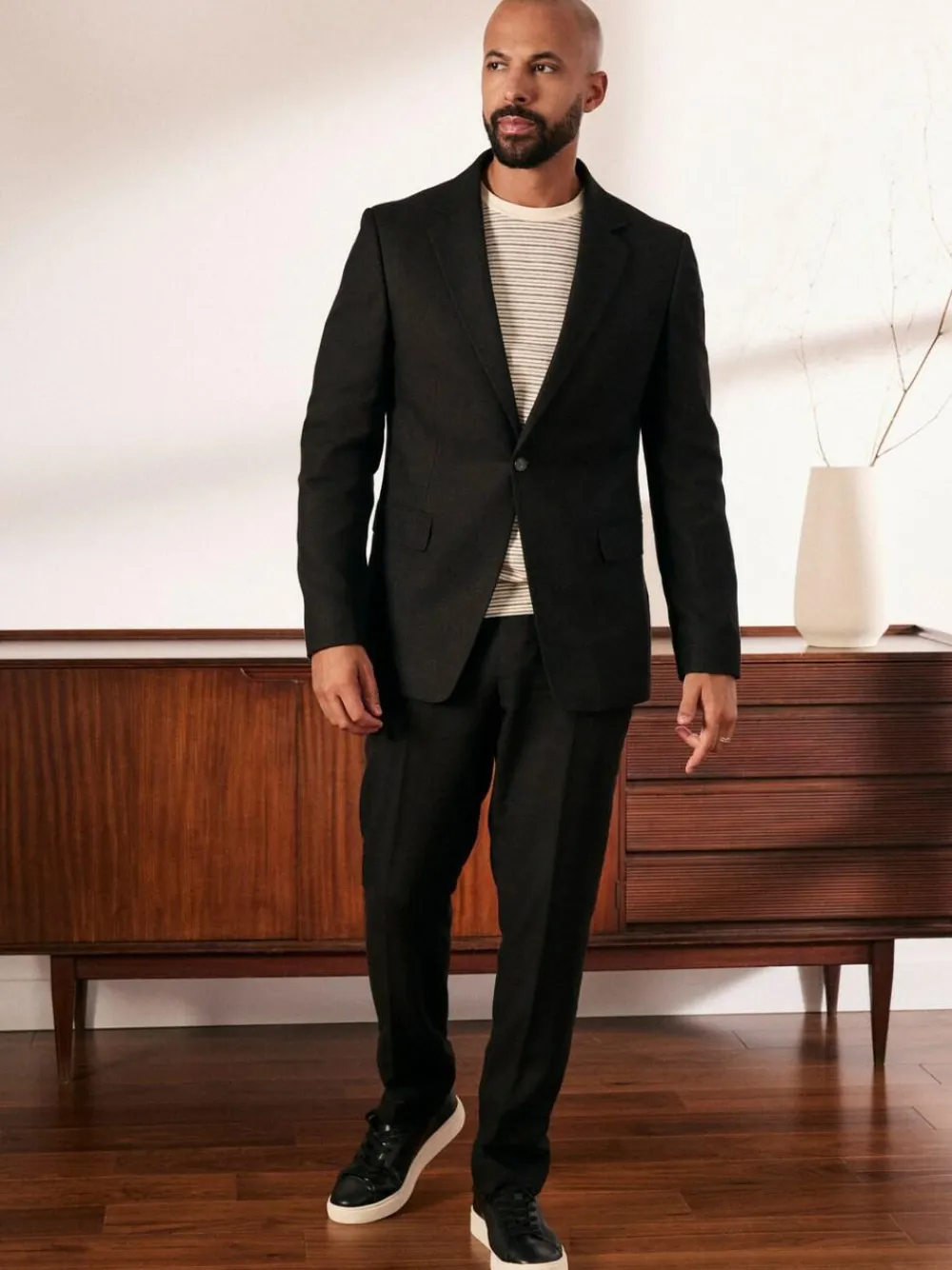 Discount Next Black Slim Fit Linen-Blend Suit Jacket