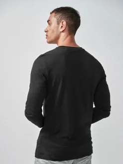 Next Slim Fit Long Sleeve Crew Neck T-Shirt Black