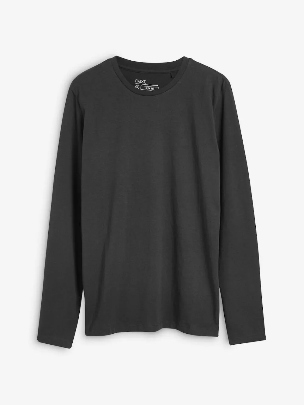 Next Slim Fit Long Sleeve Crew Neck T-Shirt Black