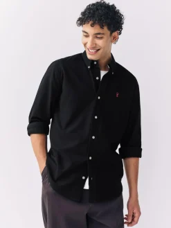 Next Black Slim Fit Long Sleeve Oxford Shirt