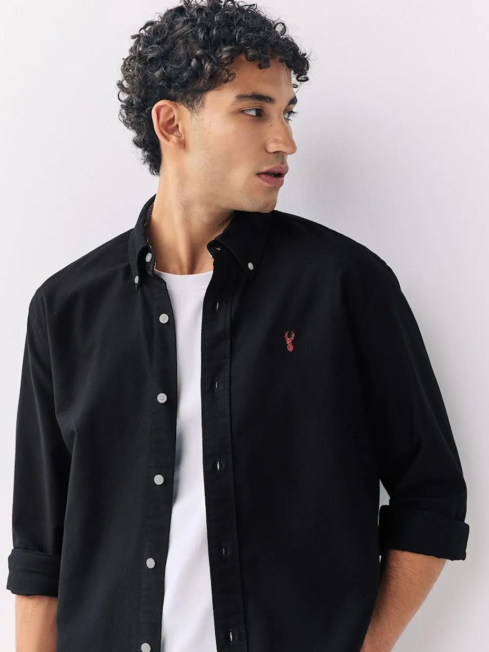 Next Black Slim Fit Long Sleeve Oxford Shirt