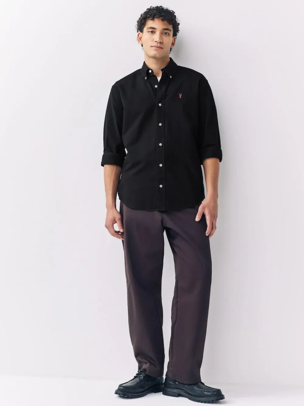 Next Black Slim Fit Long Sleeve Oxford Shirt
