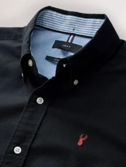Next Black Slim Fit Long Sleeve Oxford Shirt