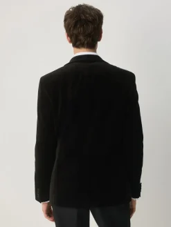 Hot Next Slim Fit Motionflex Stretch Velvet Blazer Black