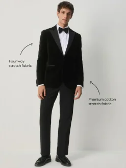 Hot Next Slim Fit Motionflex Stretch Velvet Blazer Black
