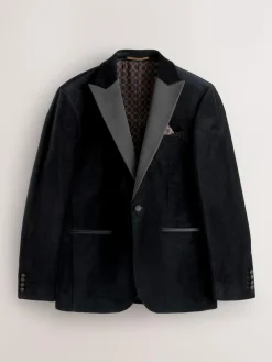 Hot Next Slim Fit Motionflex Stretch Velvet Blazer Black